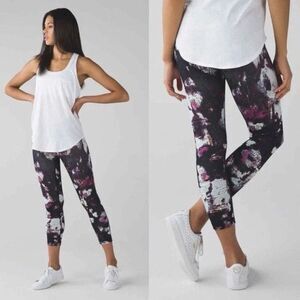 LULULEMON Size 4 Wunder Under Crop III Kara Blossom Multi Leggings.